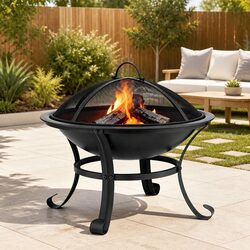 Fire Pit BBQ Grill 2 in 1 Wood Burning Outdoor Camping Garden Backyard Heater