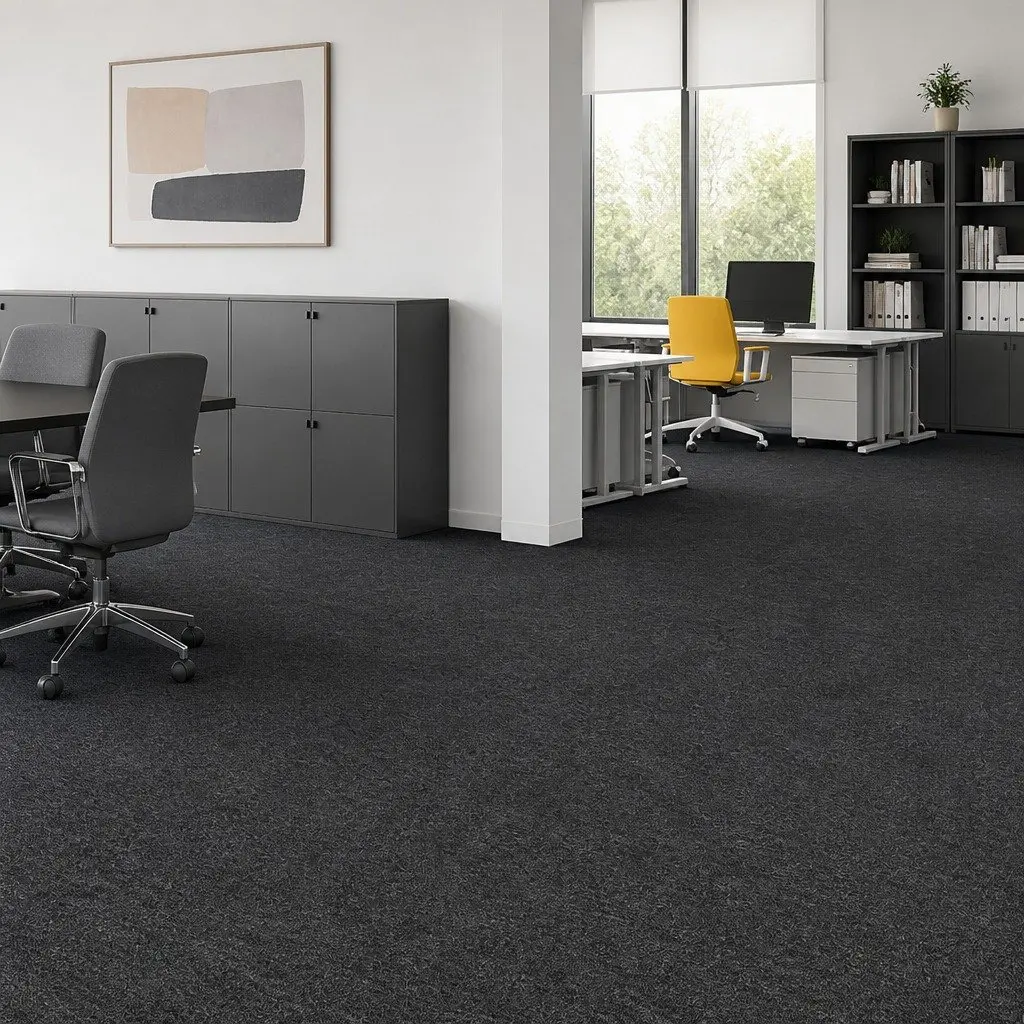 Carpet Tiles Heavy Duty Non-Slip 50cm x 50cm Dark Grey Polypropylene Fibre for Office Commercial Flooring