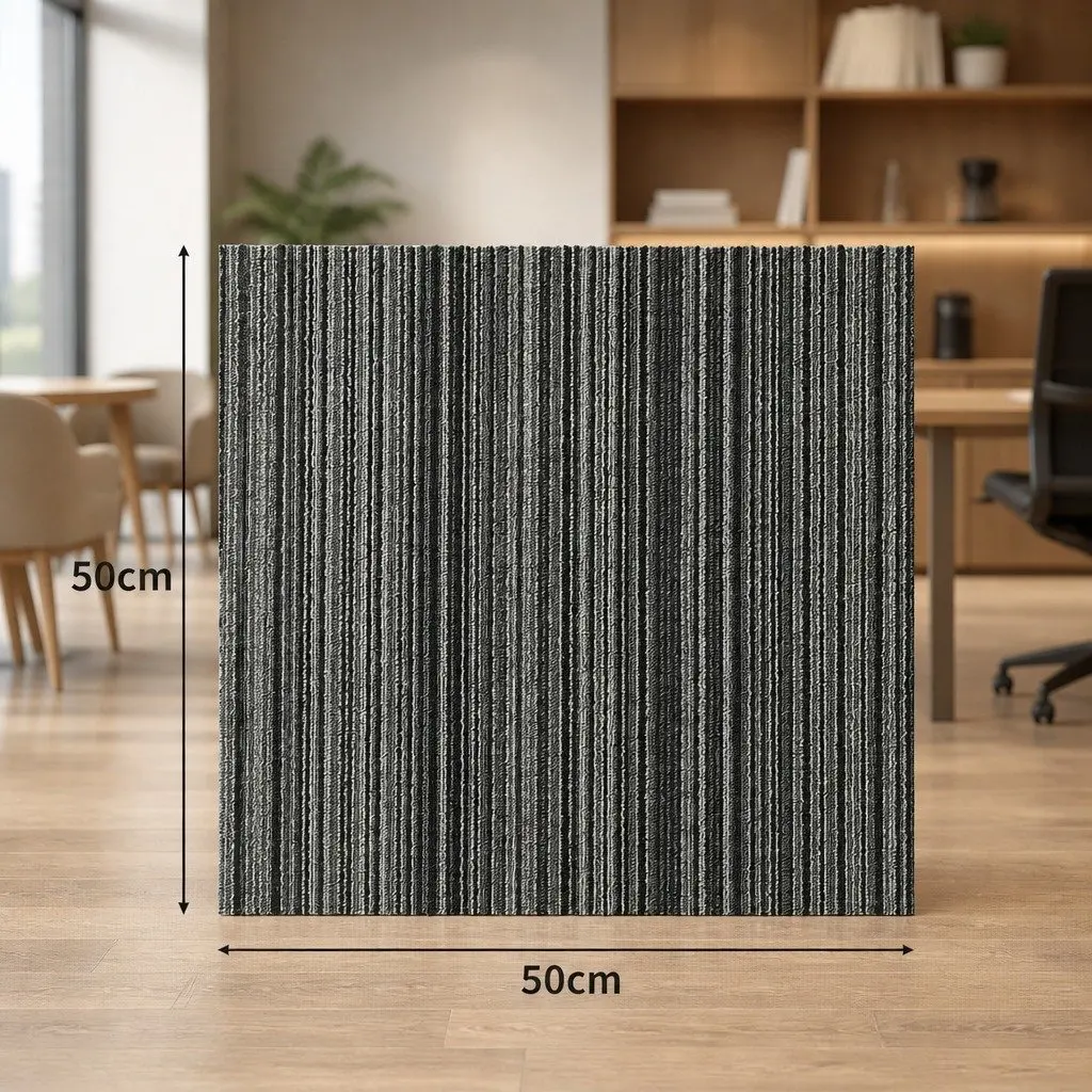 Commercial Carpet Tiles Heavy Duty 50cm x 50cm Black 20 Piece