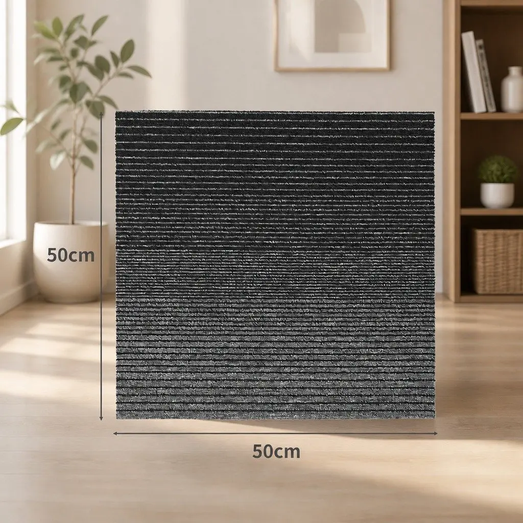 Carpet Tiles Commercial Grade Polypropylene 50x50cm Black 20 Pieces