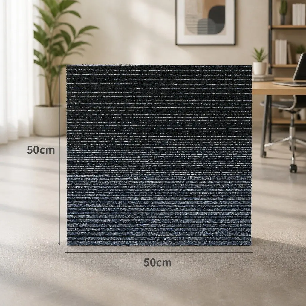Carpet Tiles Modular Floor Covering 50x50cm Commercial Grade Polypropylene Black Grey Blue Coffee