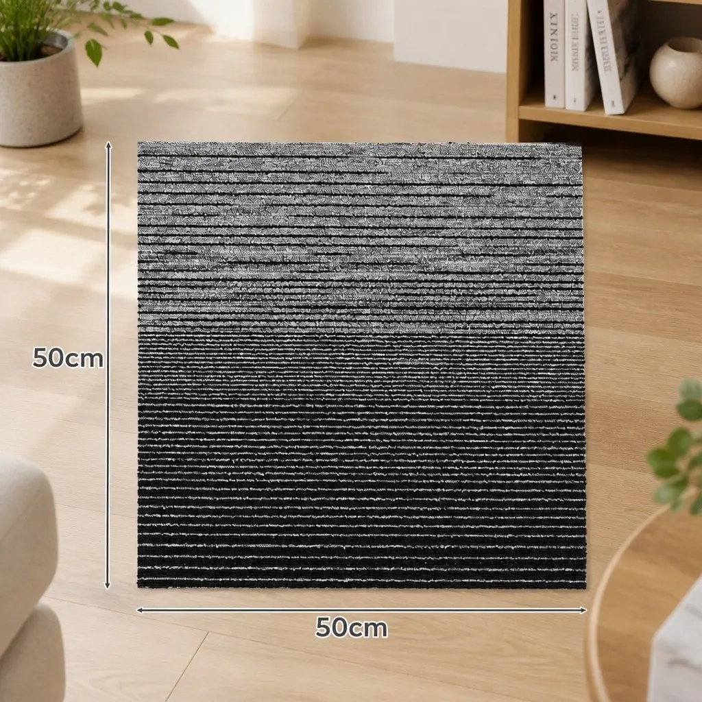 Carpet Tiles Modular Flooring 50x50cm 20 Pieces Commercial Grade Polypropylene Black Grey Blue Coffee