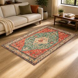 Vintage Area Rug Washable Floor Carpet Polyester Living Room Bedroom Decorator