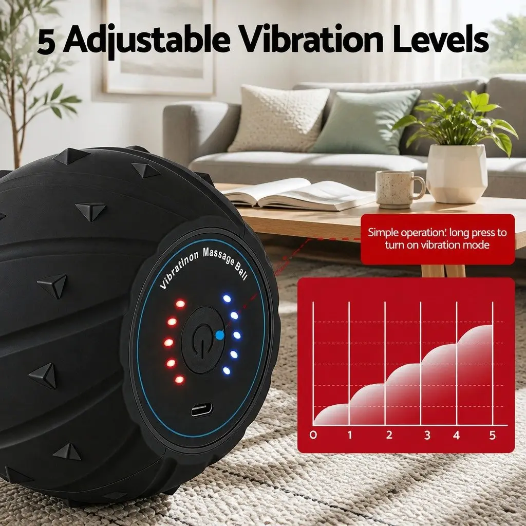 Electric Vibrating Peanut Massage Ball 5 Levels Black