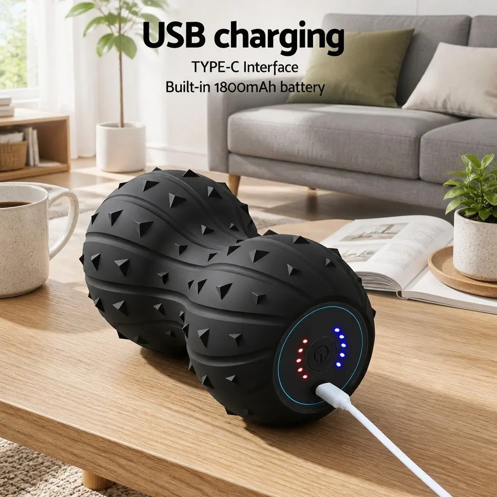 Electric Vibrating Peanut Massage Ball 5 Levels Black