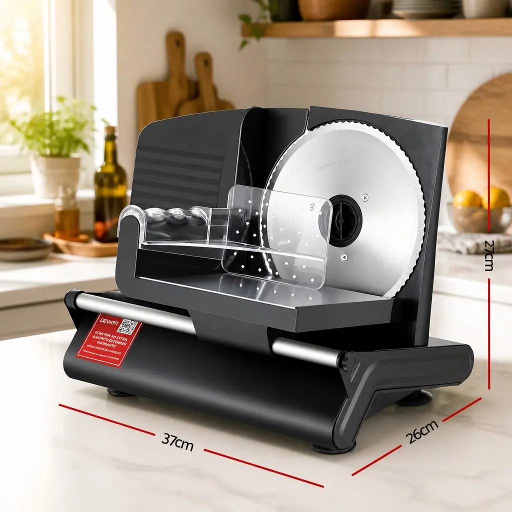 Food Slicer Stainless Steel 200W Adjustable Thickness 0-15mm Black