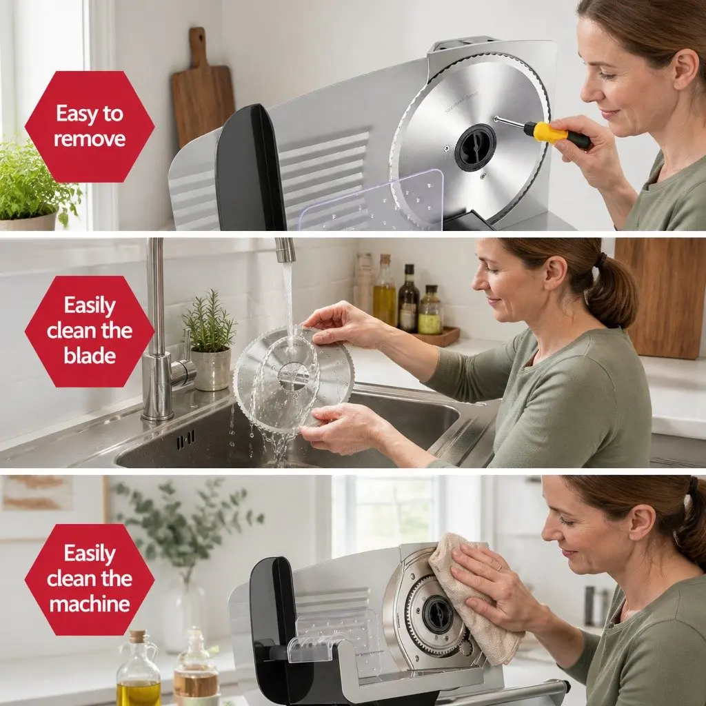 Food Slicer Stainless Steel 200W Adjustable Thickness 0-15mm Silver