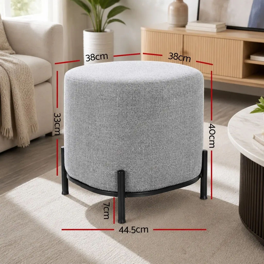 Ottoman Foot Stool Square Faux Linen Grey Black 38cm Living Room Bedroom Furniture