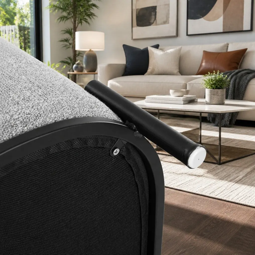 Ottoman Foot Stool Square Faux Linen Grey Black 38cm Living Room Bedroom Furniture