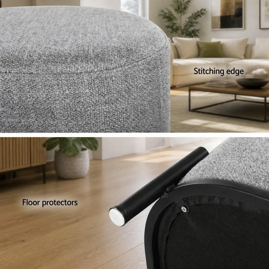 Ottoman Foot Stool Square Faux Linen Grey Black 38cm Living Room Bedroom Furniture