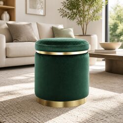Practical Green Velvet Footstool for Everyday Use