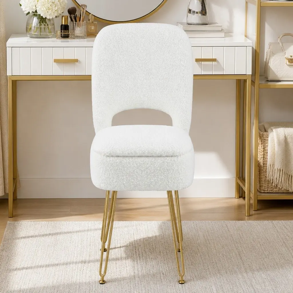 Storage Ottoman Folding Footstool with Backrest White Bedroom Living Room Seat