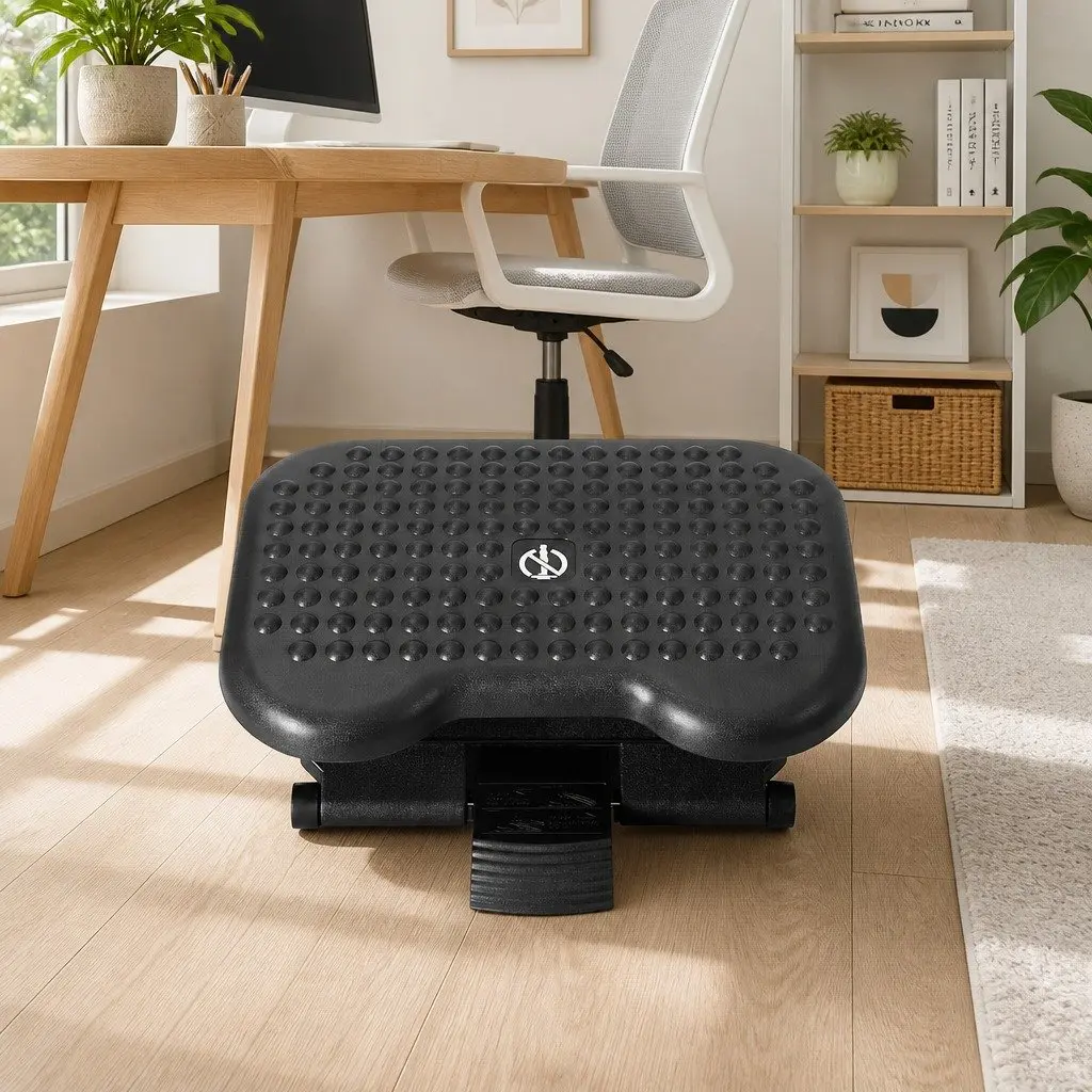 Foot Rest Stool Adjustable Under Desk Acupressure Plastic 45 x 33 x 24 cm Black