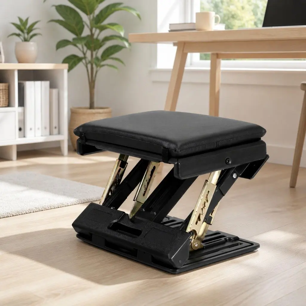 Foot Rest Stool Adjustable Height and Angle Acupressure Black