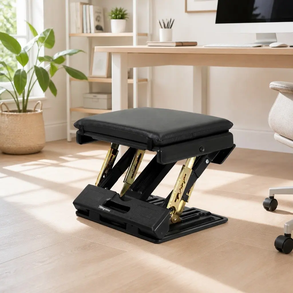 Foot Rest Stool Adjustable Height and Angle Acupressure Black