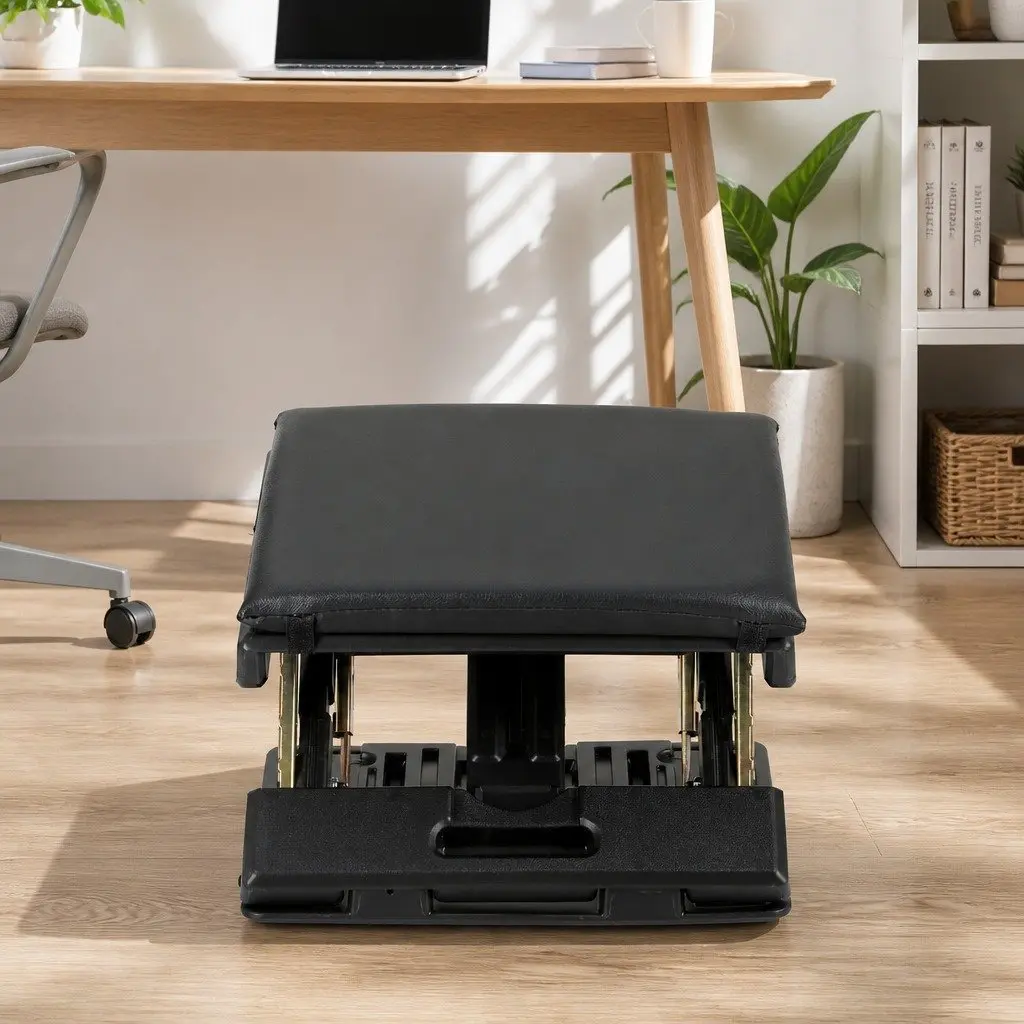 Foot Rest Stool Adjustable Height and Angle Acupressure Black