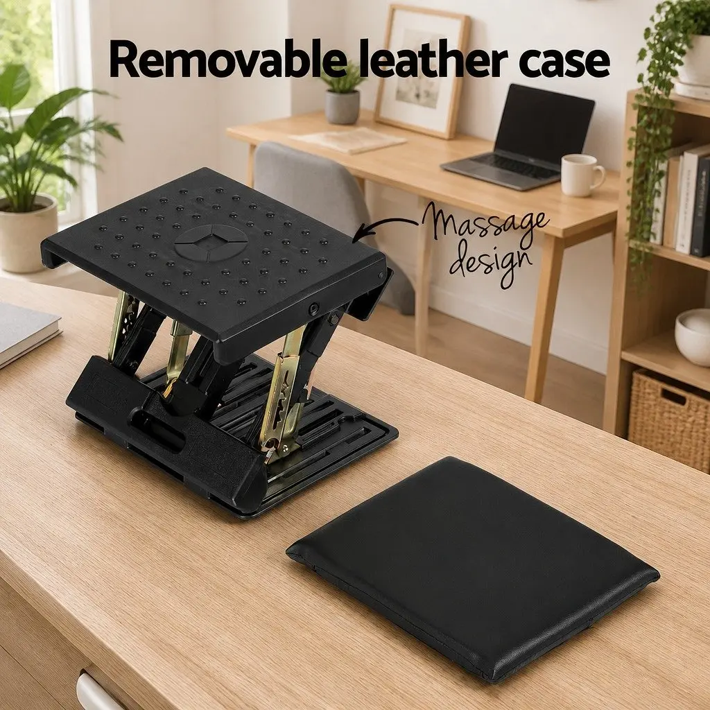 Foot Rest Stool Adjustable Height and Angle Acupressure Black
