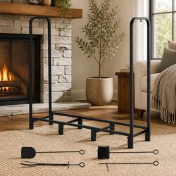 Firewood Rack Storage 120cm Heavy-Duty Log Holder Patio Garage Tools Included
