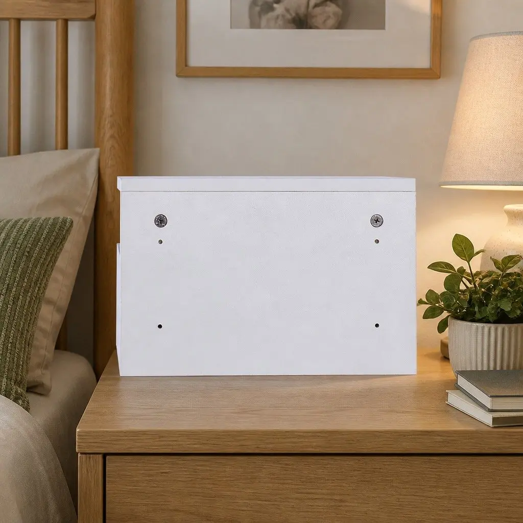 Wall Mounted Bedside Tables with LED Light Modern Side Table Storage White