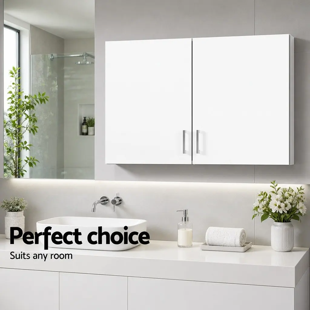 Wall Mounted Bathroom Storage Cabinet E1 Engineered Wood 900mm White
