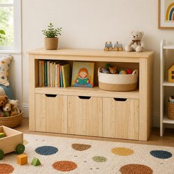 Kids Bookshelf with 3 Drawers Storage Wooden Bookcase Toy Organiser Children