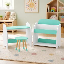 Practical Kids Reading Desk and Bookshelf Set