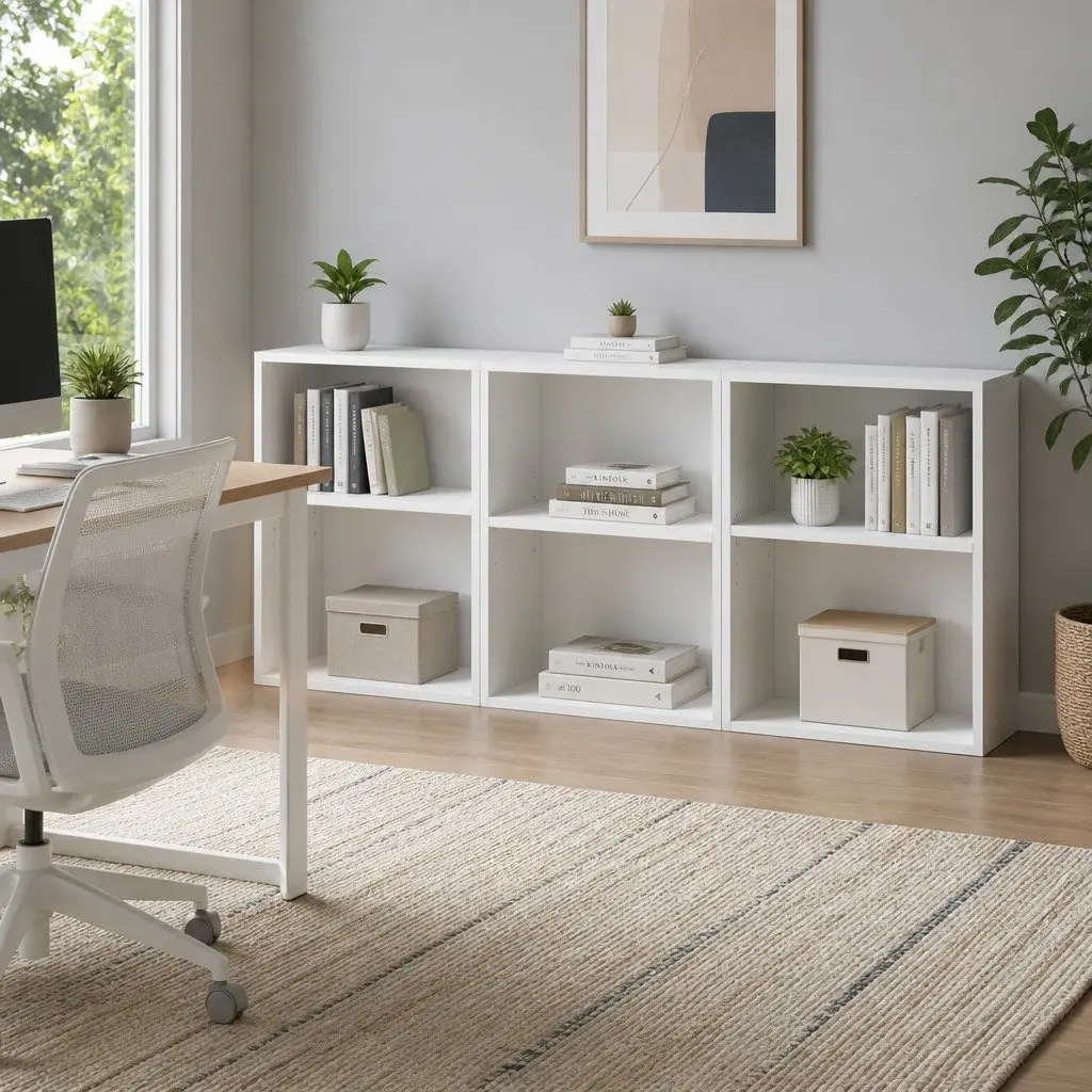 3-Piece White Cube Bookshelf for Home Organization