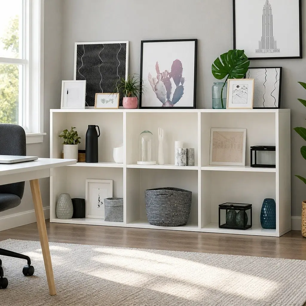 3 Piece Cube Bookshelf Particle Board Adjustable Shelves White 48 x 24 x 60cm
