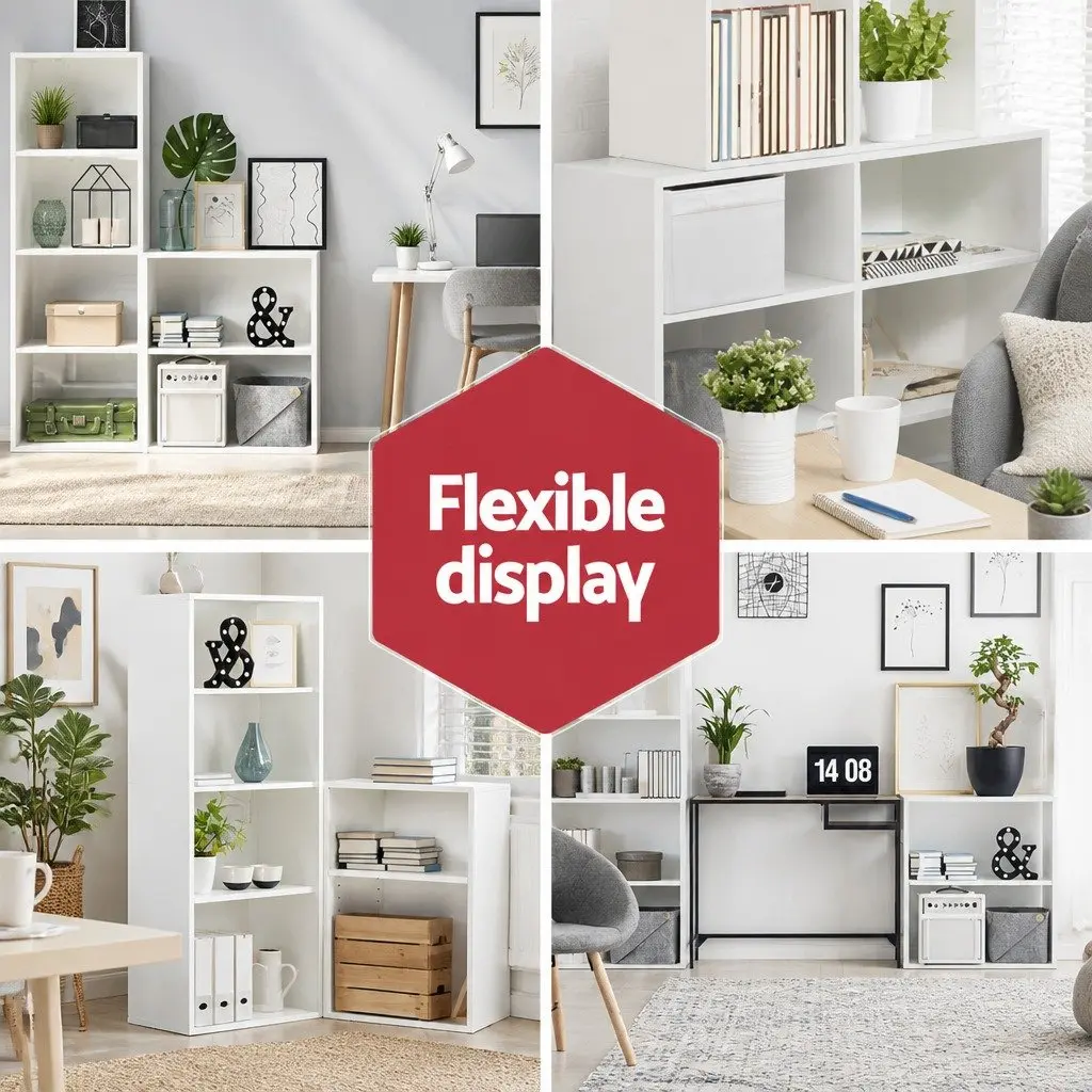 3 Piece Cube Bookshelf Particle Board Adjustable Shelves White 48 x 24 x 60cm