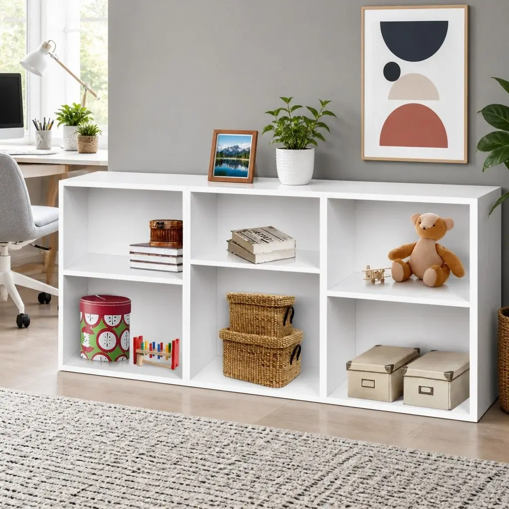 3 Piece Cube Bookshelf Particle Board Adjustable Shelves White 48 x 24 x 60cm