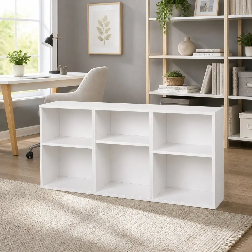 3 Piece Cube Bookshelf Particle Board Adjustable Shelves White 48 x 24 x 60cm