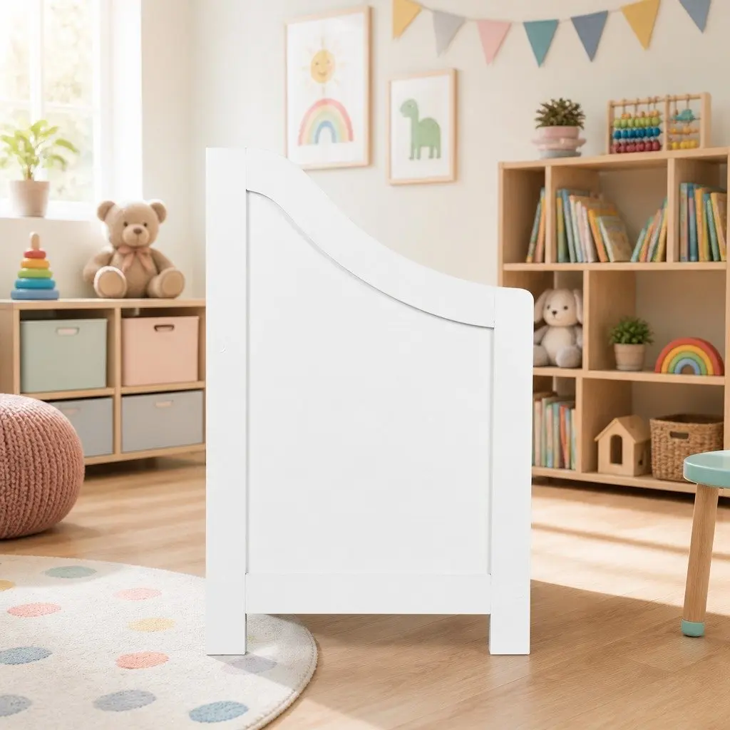 Kids Storage Box Bench Toy Organiser MDF White 56cm x 38cm x 58cm