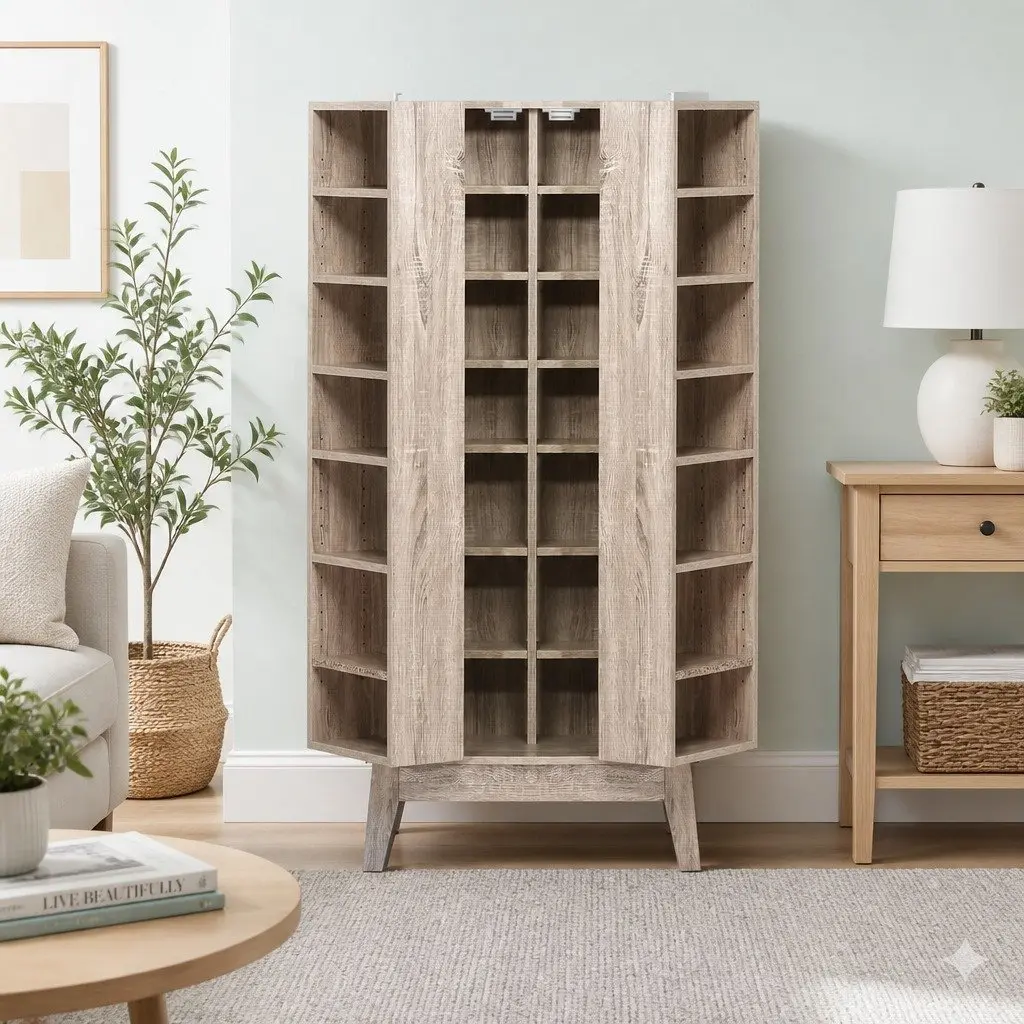 Bookshelf Oak 14 Shelves Adjustable Media Storage Rack Display Cabinet