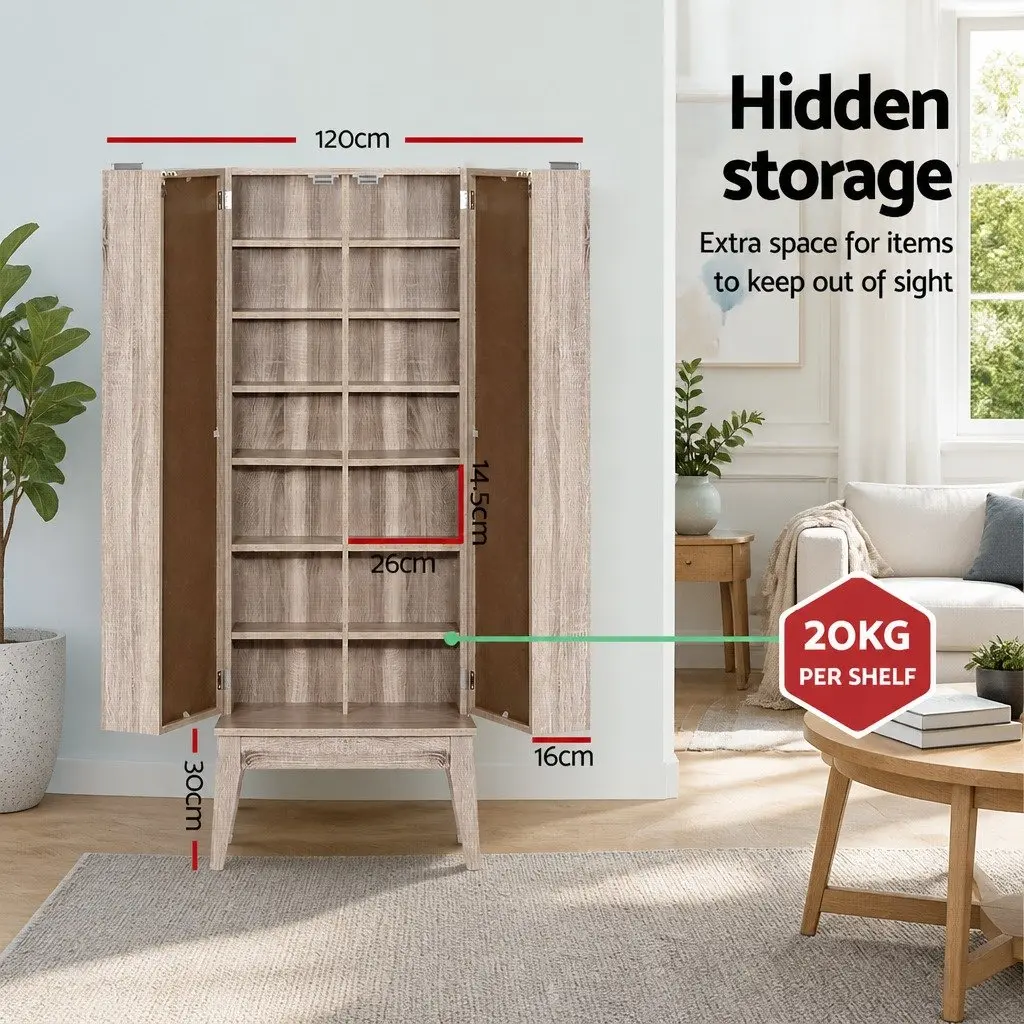 Bookshelf Oak 14 Shelves Adjustable Media Storage Rack Display Cabinet