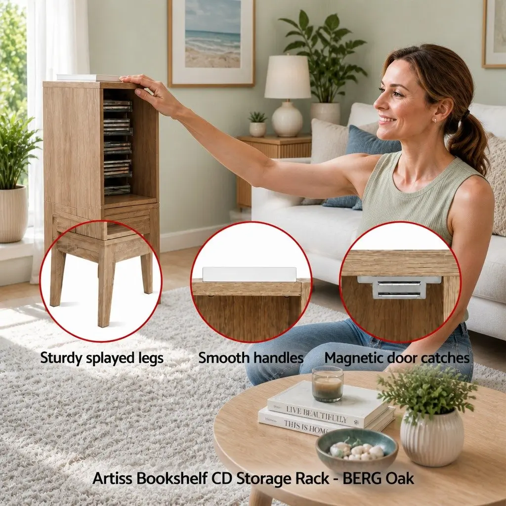 Bookshelf Oak 14 Shelves Adjustable Media Storage Rack Display Cabinet