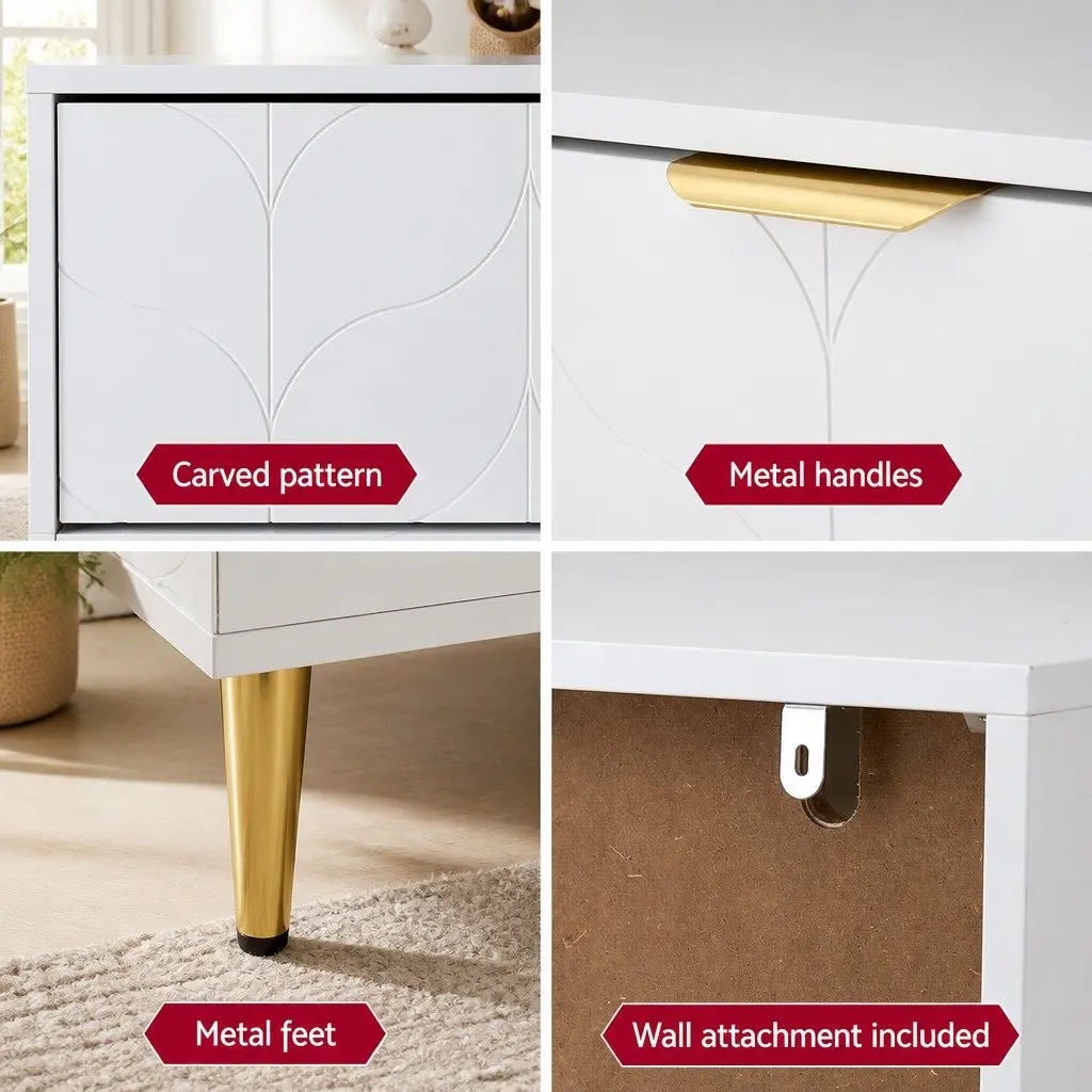 3 Drawer Chest of Drawers White Bedroom Storage Cabinet Dresser Lowboy