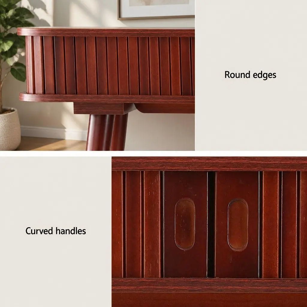 Console Table Storage Drawers 120CM Walnut Particle Board Pinewood Home Office Furniture