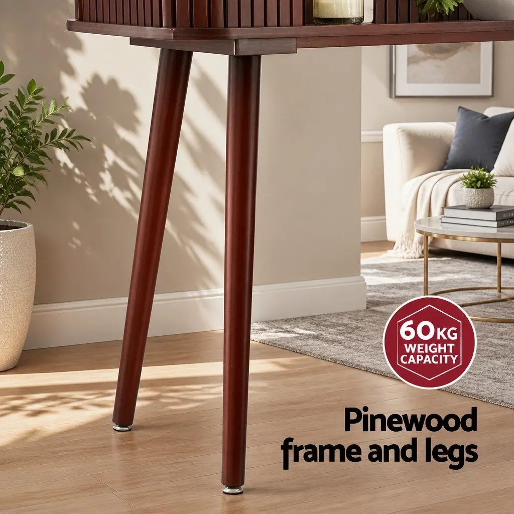 Console Table Storage Drawers 120CM Walnut Particle Board Pinewood Home Office Furniture
