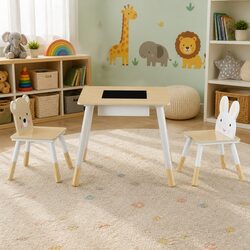 Kids Table and Chairs Set Activity Desk Chalkboard Storage Multicolour Play