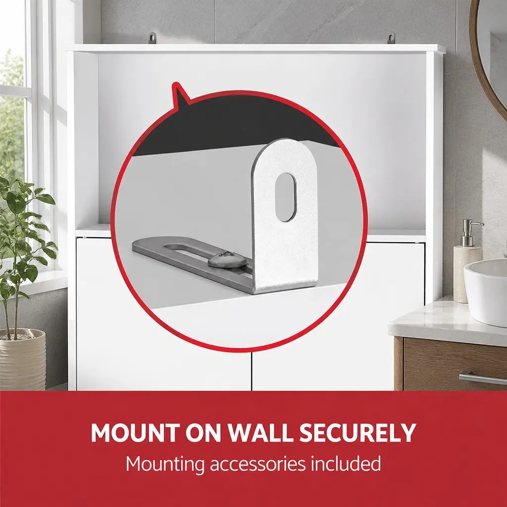 Bathroom Cabinet Over the Toilet Storage Shelf Organizer White E1 MDF Board 63 x 19 x 195cm