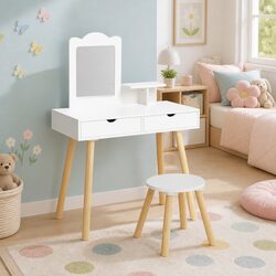 Kids Dressing Table Set with Chair for Playtime