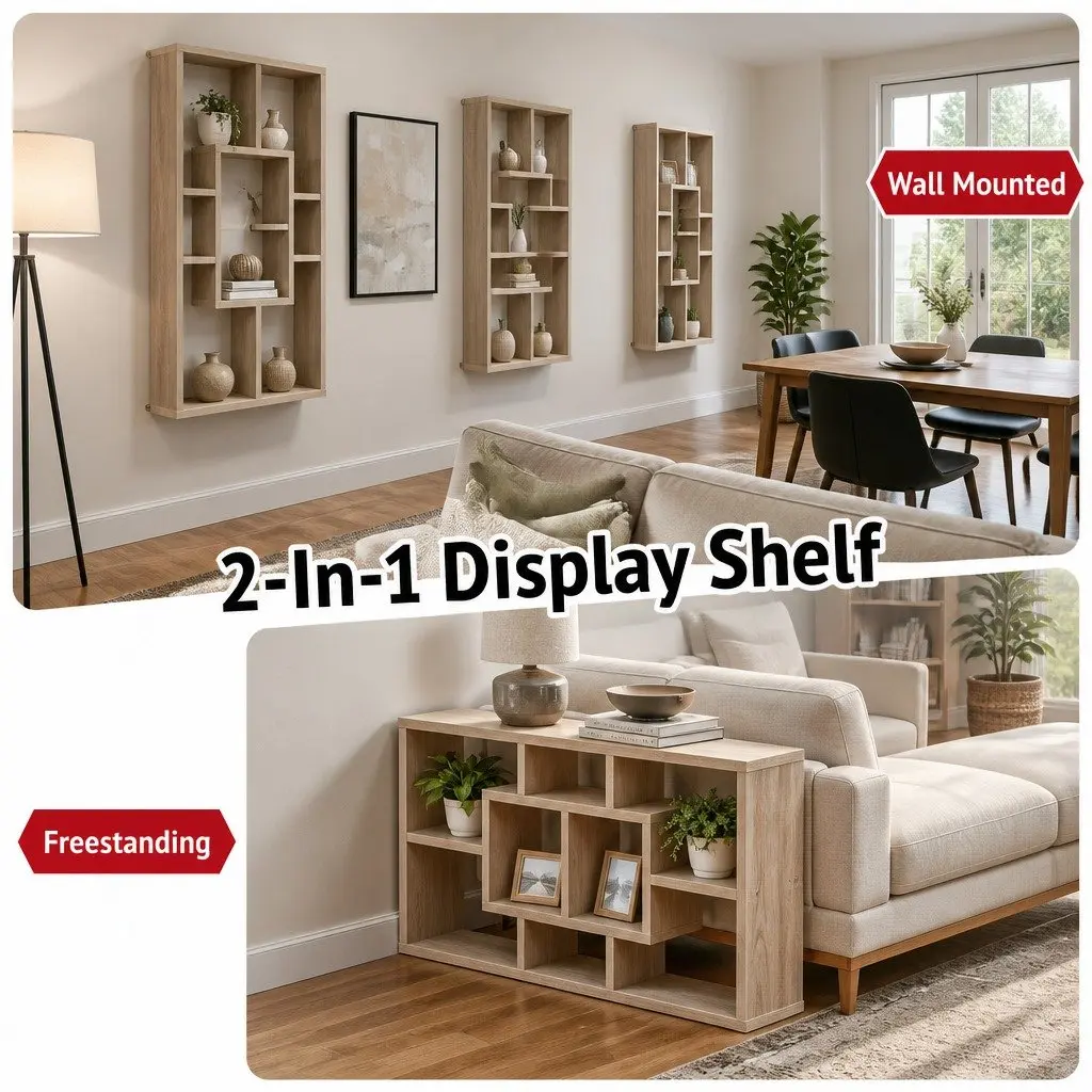 Floating Wall Shelf Display Unit Particle Board Melamine 85cm Wood