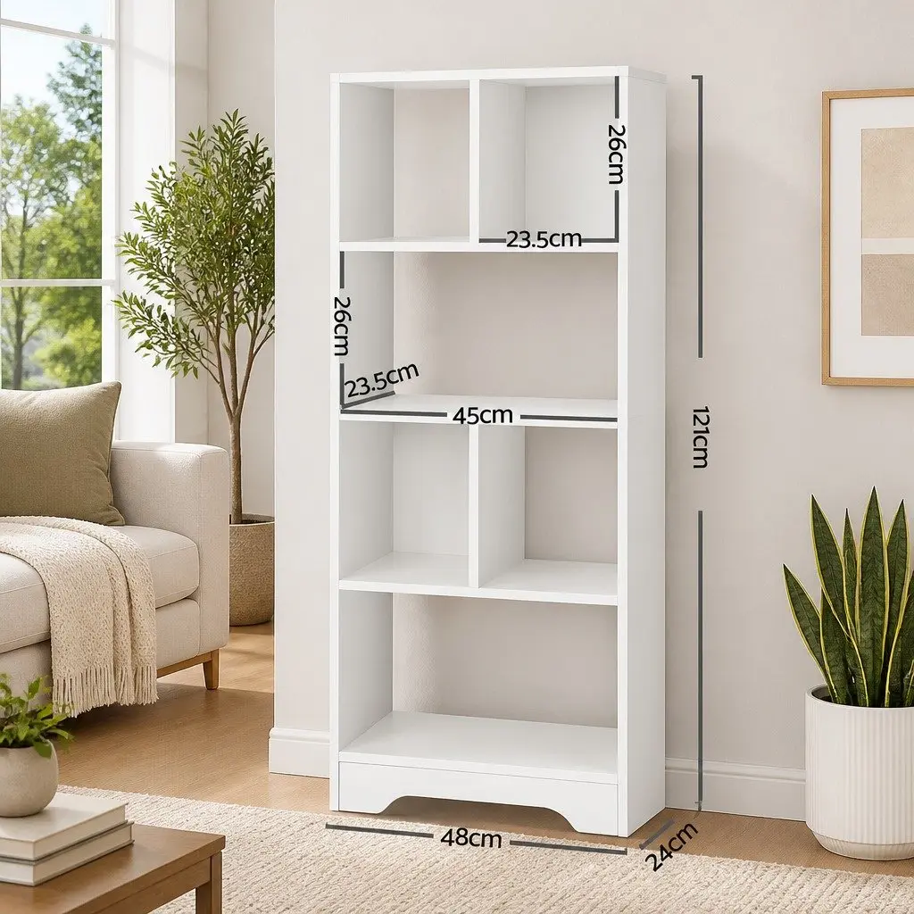 4-Tier Display Shelf Particle Board Melamine 48cm x 24cm x 121cm White