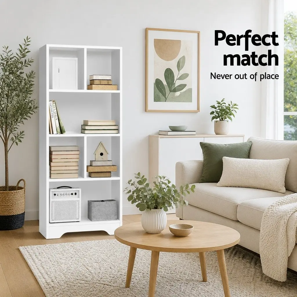 4-Tier Display Shelf Particle Board Melamine 48cm x 24cm x 121cm White