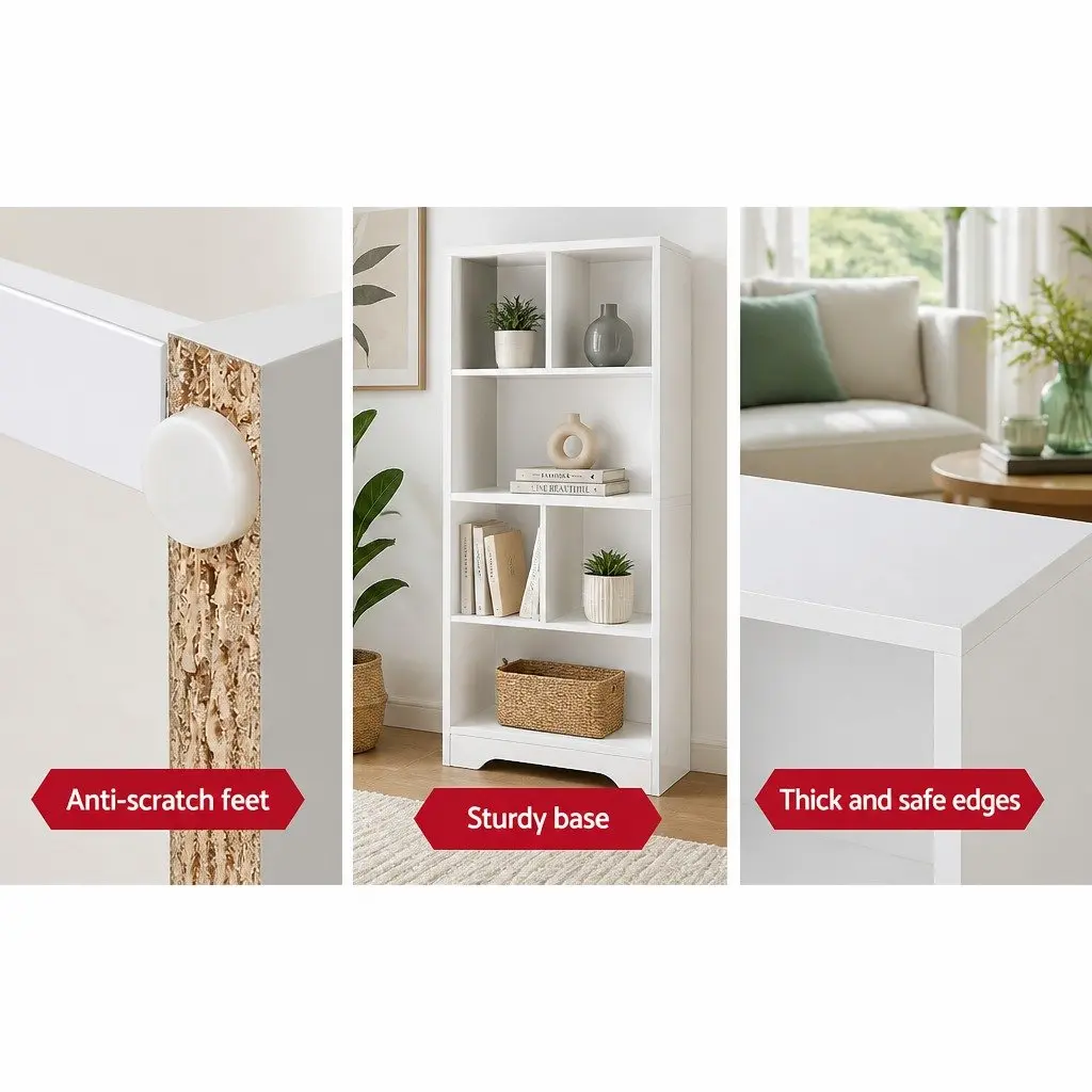 4-Tier Display Shelf Particle Board Melamine 48cm x 24cm x 121cm White