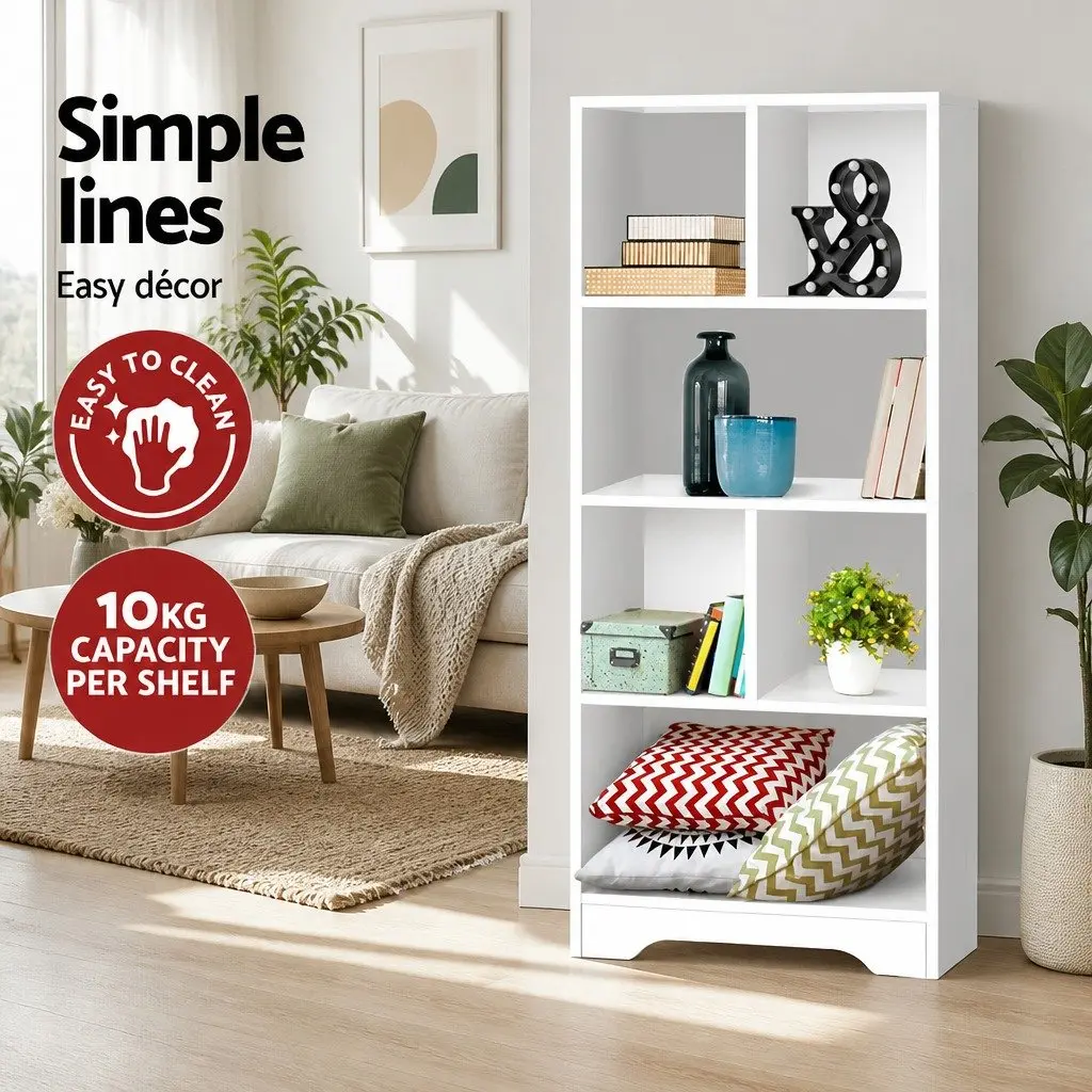 4-Tier Display Shelf Particle Board Melamine 48cm x 24cm x 121cm White