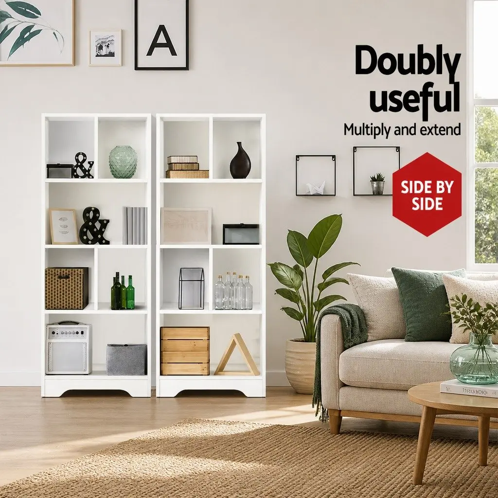 4-Tier Display Shelf Particle Board Melamine 48cm x 24cm x 121cm White