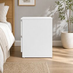 2-Drawer White Bedside Table - Ideal Bedroom Fit