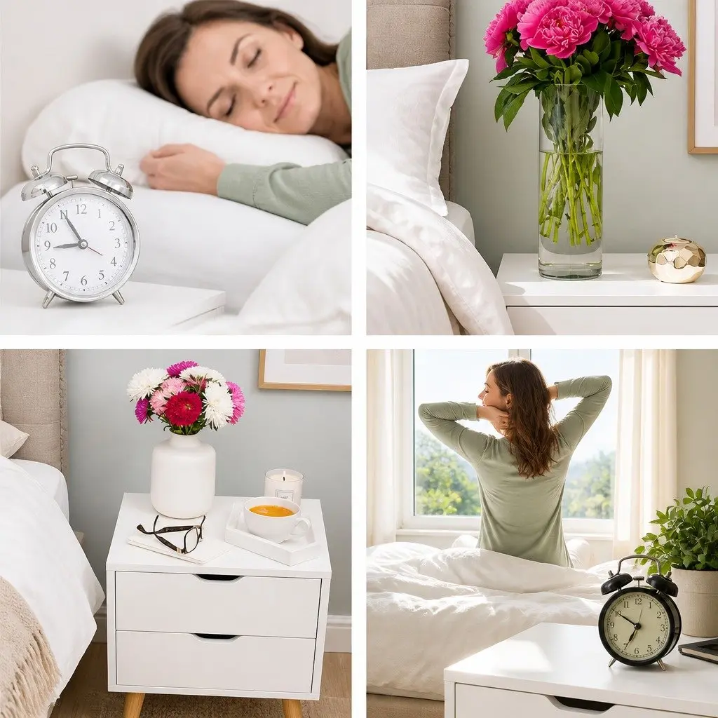 Bedside Table Particle Board 40cm x 30cm x 50cm White Modern with 2 Drawers Splayed Legs