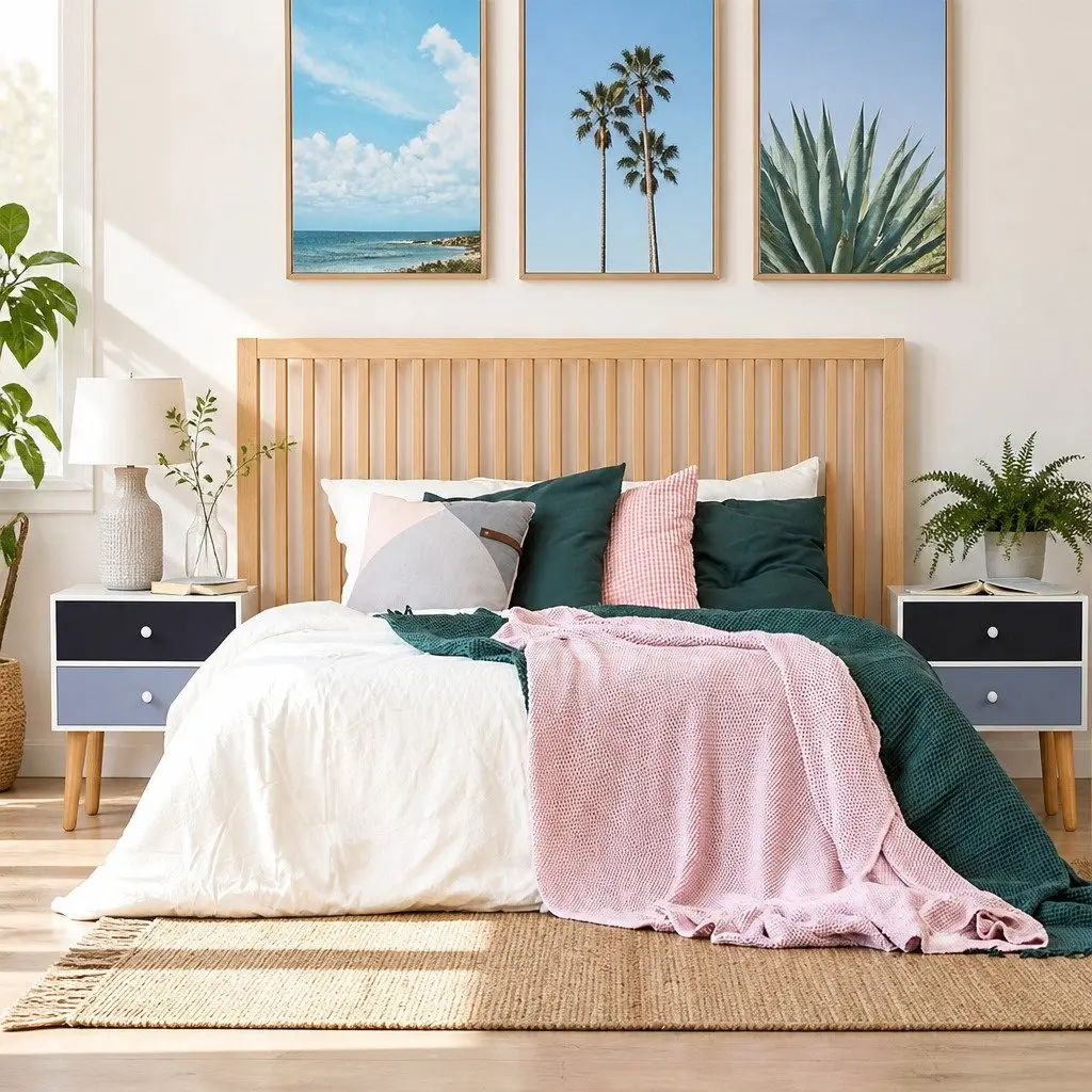 Bedside Table Two Drawers Particle Board Two-tone Finish Black Grey White